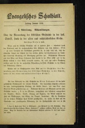 Über die Verwertung der biblischen Geschichte in der heil. Schrift, sowie in der alten und mittelalterlichen Kirche
