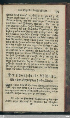 Der siebenzehende Abschnitt. Von den Schicksalen dieser Kirche