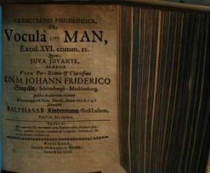 Exercitatio Philologica, De Voculâ Man, Exod. XVI. comm. 15.