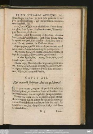 Caput XII. Quâ materiâ scriptum, sive ex quâ literae?