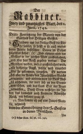 Zwey und zwanzigstes Blatt, den 2. Junii, 1742.