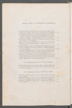 Obras del doctor Ernesto Quesada