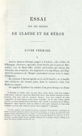 Essai sur les règnes de Claude et de Néron. Livre premier