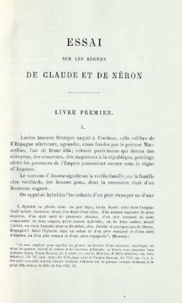 Essai sur les règnes de Claude et de Néron. Livre premier