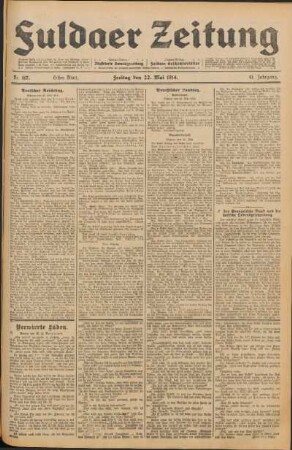Ausgabe vom Freitag, den 22. Mai 1914.