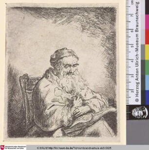 [Ein alter Mann mit einem Kleeblatt auf seinem Mantel; The Old Man with a Leaf of Trefoil on His Coat; Vieillard à grande barbe, assis]