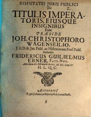 Disputatio iuris publici de titulis imperatoris eiusque insignibus