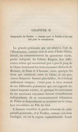 Chapitre II. Géographie du Tonkin - Comme quoi de Tonkin n'est pas fait pour la colonisation