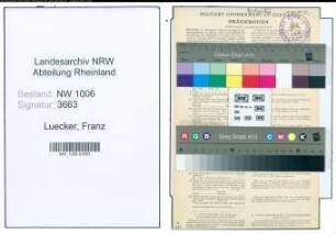 Entnazifizierung Franz Luecker , geb. 17.06.1897 (Reisevertreter)