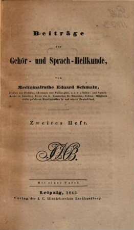 Beiträge zur Gehör- und Sprach-Heilkunde, 2