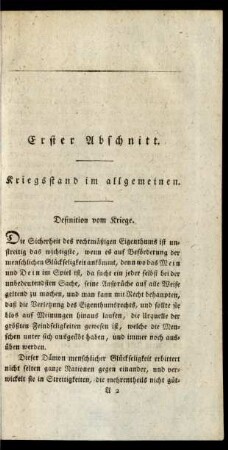 Erster Abschnitt. Kriegsstand im allgemeinen