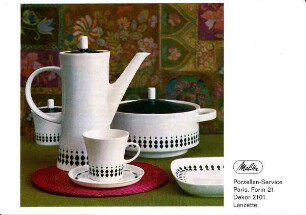 Produktblatt "Porzellan-Service / Paris, Form 21 / Dekor 2101 / Lanzette"