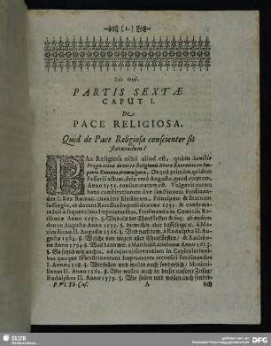 Caput I. De Pace Religiosa