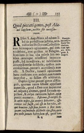III. Quod peccati genus, post Adami lapsum, ...