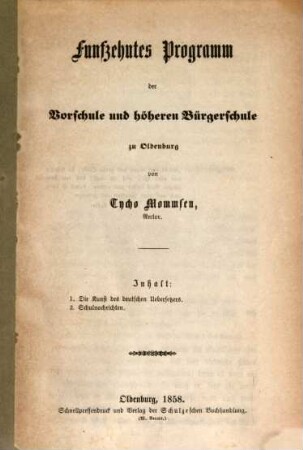 Programm der Vorschule und Höheren Bürgerschule zu Oldenburg. 1857/58 = 15