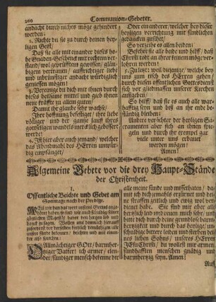 Algemeine Gebete vor die drey Haupt-Stände der Christenheit