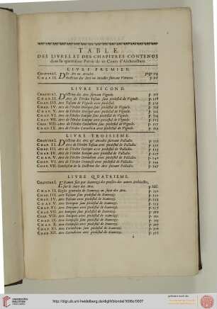 Table des livres et chapitres contenus