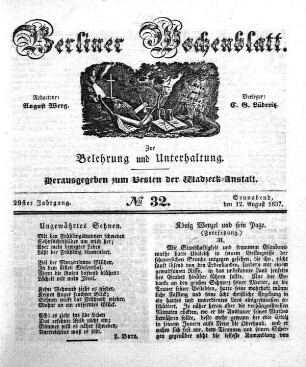 No. 32, Sonnabend, den 12. August 1837.
