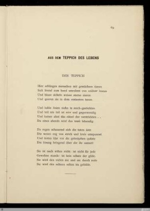 Aus dem Teppich des Lebens / Stefan George