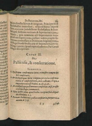 Caput IX. De Pallii, & consecratione.