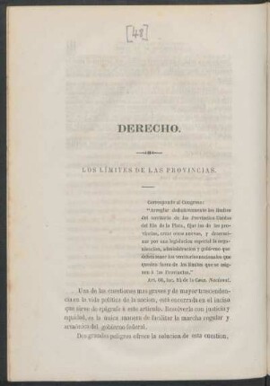 Los límites de las provincias. : Derecho.
