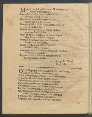 Maximus hic dolor est, cui non nisi Maximus ipse [...]
