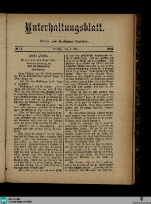 Unterhaltungsblatt : Beilage zum Sinsheimer Landboten