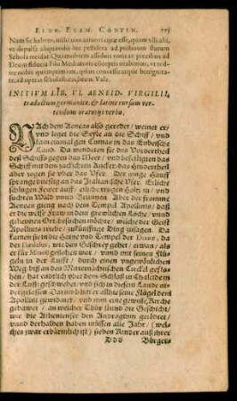 Initium Lib. VI. Aeneid- Virgilii, traductum germanice, & latine rursum vertendum oratoriis verbis.