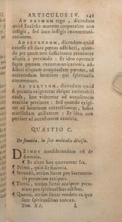 Quaestio C. De simonia, in sex articulos divisa.