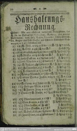 Haushalts-Rechnung