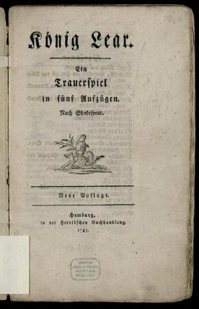 König Lear : Ein Trauerspiel in fünf Aufzügen
