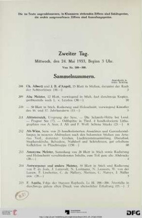 Zweiter Tag: Mittwoch, den 24. Mai 1933, Beginn 3 Uhr (Nr. 208-380)