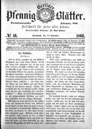 No. 46, Sonnabend, den 10. November