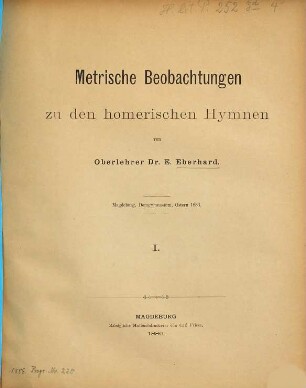 Bericht über das Königl. Dom-Gymnasium zu Magdeburg : von ... Ostern bis Ostern .... 1885/86