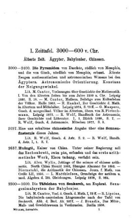 I. Zeittafel. 3000-600 v. Chr.: Älteste Zeit. Ägypter. Babylonier. Chinesen.