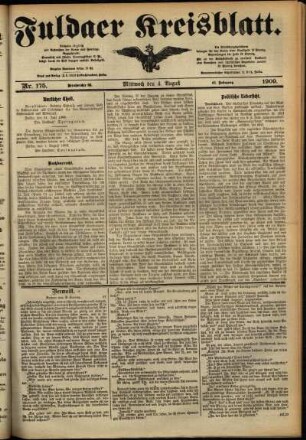 Ausgabe vom Mittwoch, den 04. August 1909.