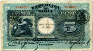 Geldschein, 5 Pesos, 30.11.1918