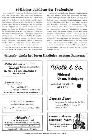 60-jähriges Jubiläum der Straßenbahn
