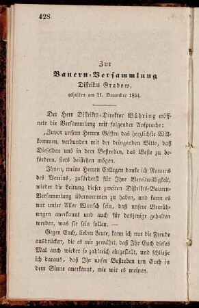 Zur Bauern-Versammlung Distrikts Grabow, gehalten am 21. Dec. 1844