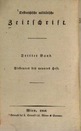 Oestreichische militärische Zeitschrift. 1846, 7/9