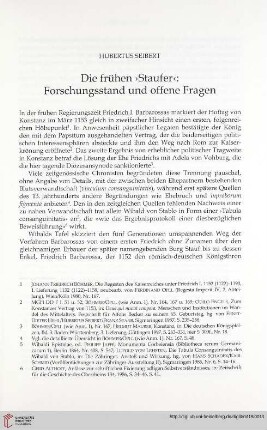 Die frühen ›Staufer‹: Forschungsstand und offene Fragen