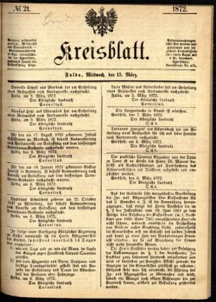 Ausgabe vom Mittwoch, den 13. März 1872.