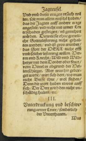III. Unterdruckung und beschwerung armer Leute/ sonderlich der Unterthanen.