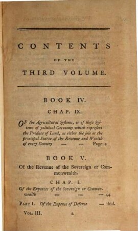 An inquiry into the nature and causes of the wealth of nations : in three volumes. 3. (1784). - V, 465 S., 25 Bl.