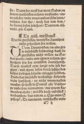 De .xiiii. myßbruck. Dat de geystliken/ wertlyker övericheit nicht gehorsam syn willen.
