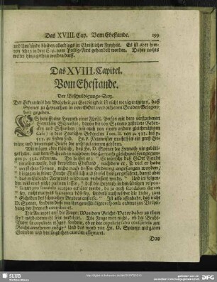 Das XVIII. Capitel. Vom Ehestande
