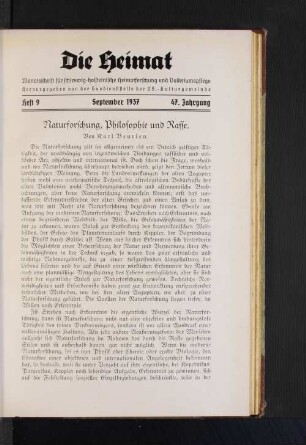 Naturforschung, Philosophie und Rasse.