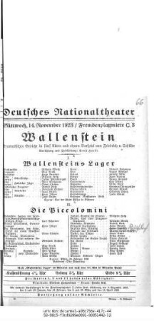 Wallenstein [Wallensteins Lager; Die Piccolomini]