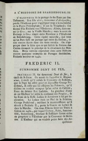 Fréderic II. Surnomme Dent De Fer.
