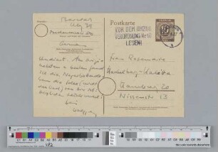 Postkarte an Rosemarie Hackelberg